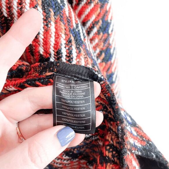 BB Dakota Steve Madden Womens Tweed Jacket Plaid Button Front Orange Large - Picture 4 of 8